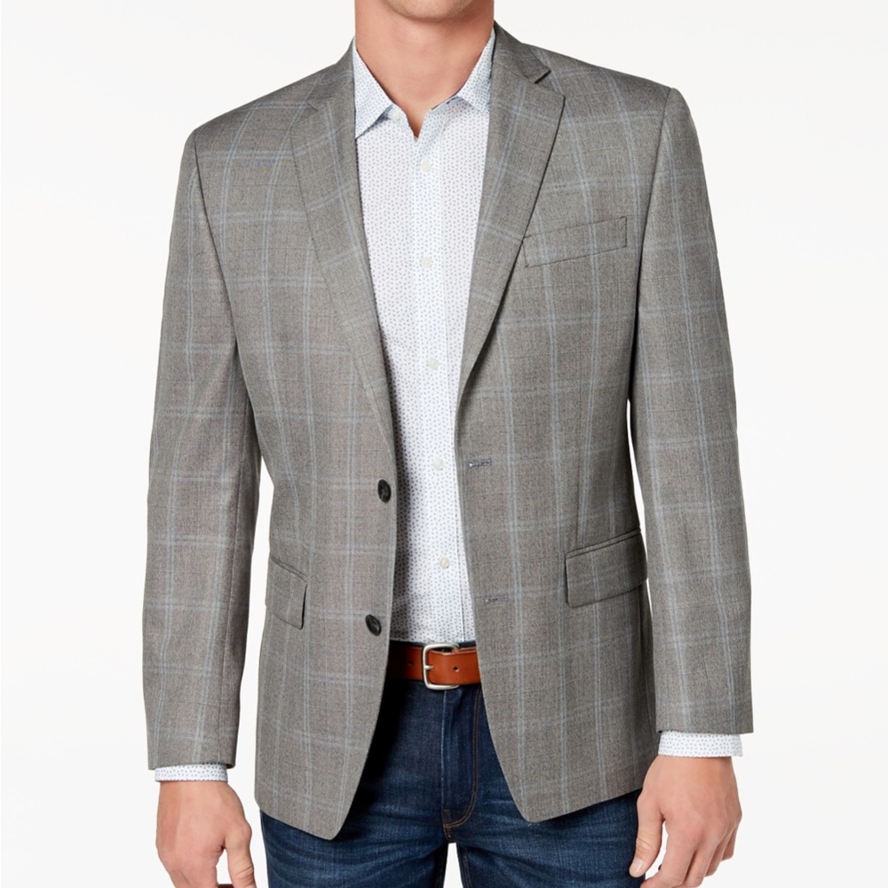 MICHAEL Michael Kors Men's Burgundy Plaid Coat - Picture 1 of 7